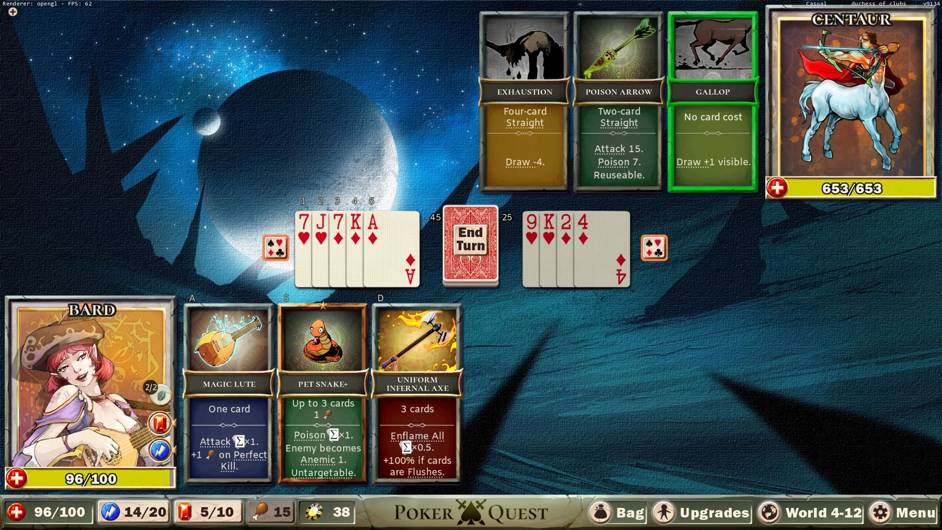 Poker Quest Screenshot of Battle with Bard