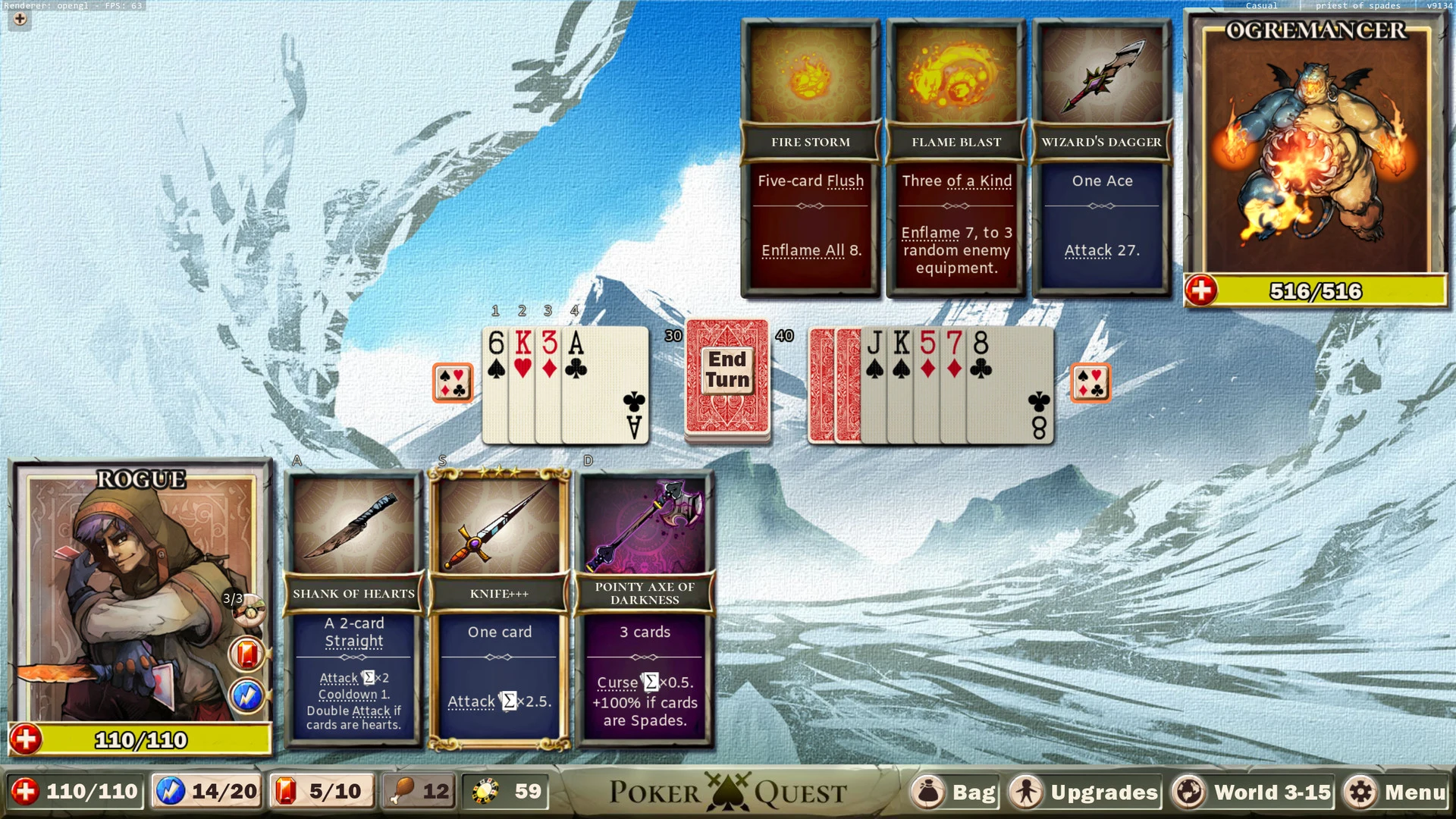 Poker Quest Screenshot of Battle with Rogue