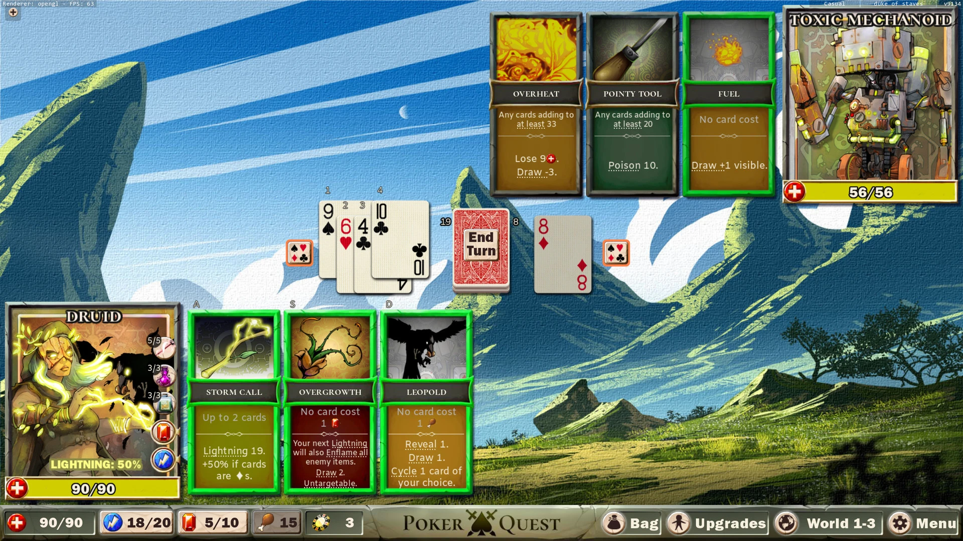 Poker Quest Screenshot of Battle with Druid